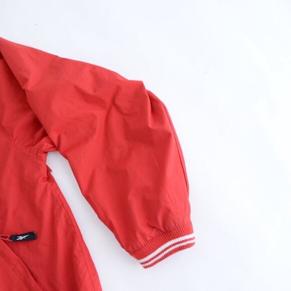 Vintage Reebok Red White Half Zip Nylon Lined Pull Over Windbreaker Jacket Large - Picture 6 of 11